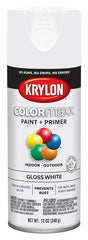 Krylon K05545007 Enamel Spray Paint, 12 oz Can, 25 sq-ft Coverage Area, Solvent Base, Gloss, White