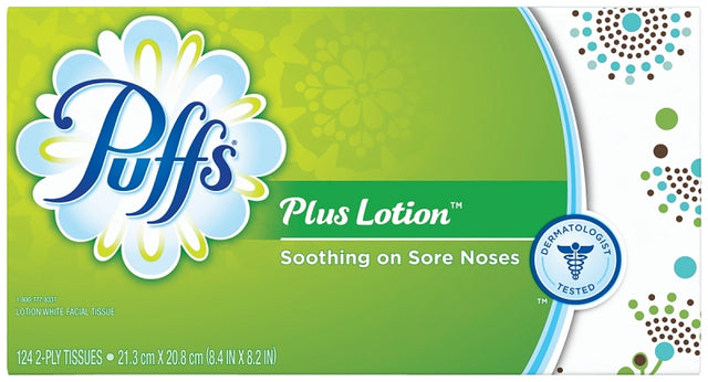 Puffs 39346 Facial Tissue, 8.4 in L, 8.2 in W, 2-Ply, Paper, Pack of 24