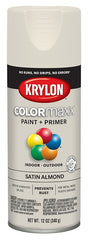 Krylon K05554007 Enamel Spray Paint, 12 oz Can, 25 sq-ft Coverage Area, Acrylic Base, Satin, Almond