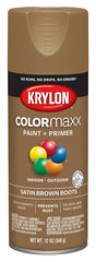 Krylon K05559007 Enamel Spray Paint, 12 oz Can, 25 sq-ft Coverage Area, Acrylic Base, Satin, Brown Boots