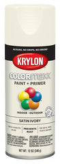 Krylon K05567007 Enamel Spray Paint, 12 oz Can, 25 sq-ft Coverage Area, Acrylic Base, Satin, Ivory