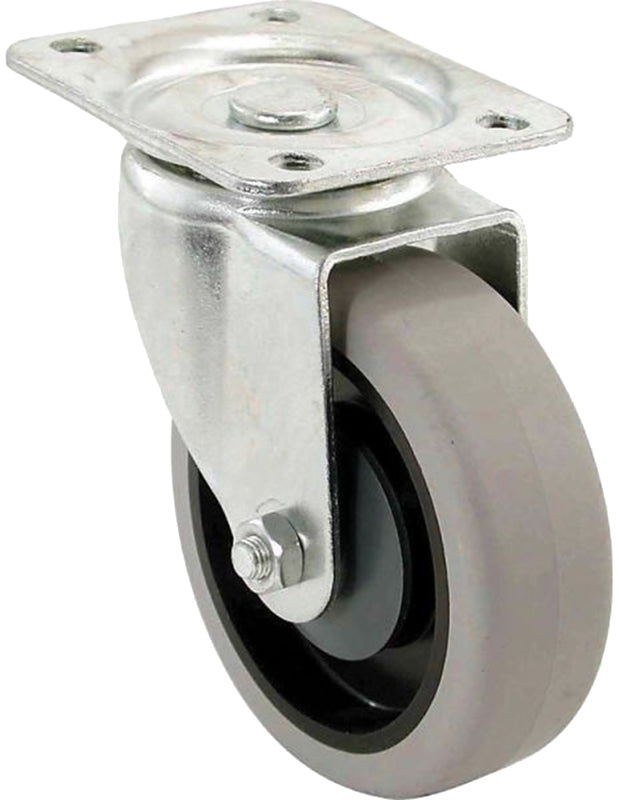 Shepherd Hardware 400 Series 9735 Swivel Caster, 4 in Dia Wheel, TPR Wheel, Gray, 250 lb