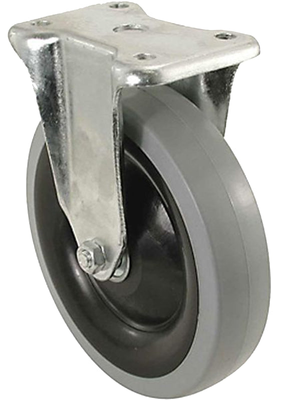 Shepherd Hardware 400 Series 9737 Rigid Caster, 4 in Dia Wheel, TPR Wheel, Gray, 250 lb