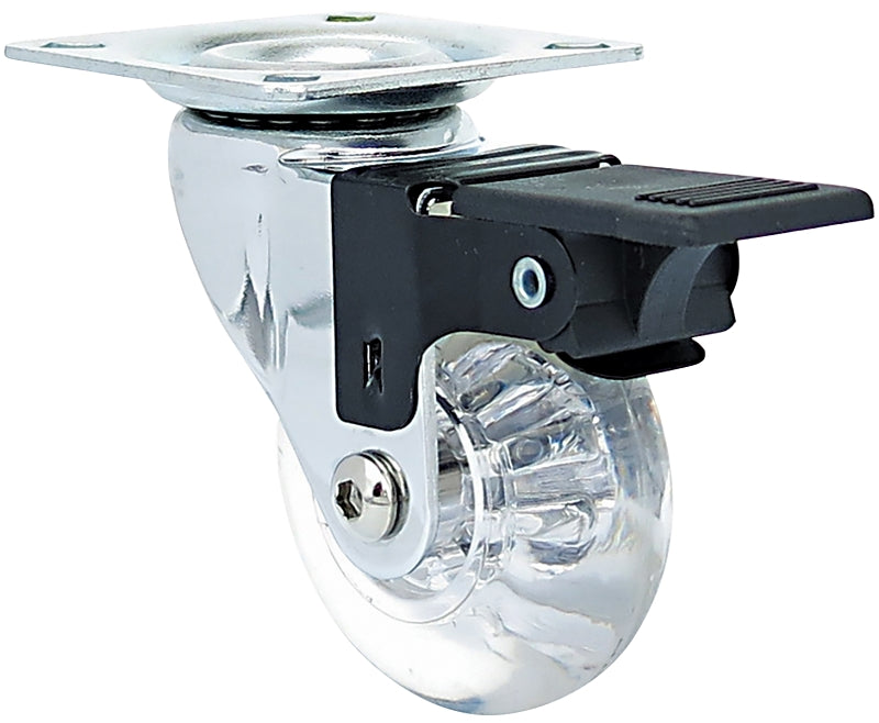 Shepherd Hardware 6279 Swivel Caster, 2 in Dia Wheel, Polyurethane Wheel, Clear, 110 lb