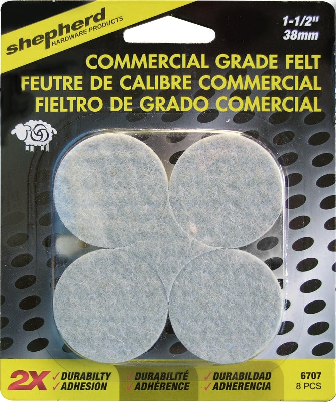 Shepherd Hardware 6707 Protective Pad, Felt, Beige, 1-1/2 in Dia, Round