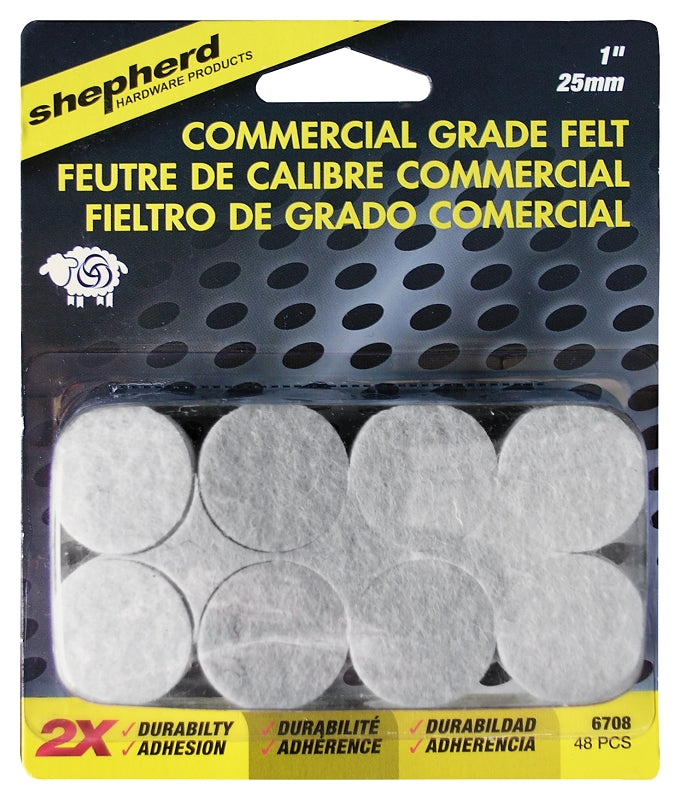 Shepherd Hardware 6708 Protective Pad, Felt, Beige, 1 in Dia, Round, 48/PK