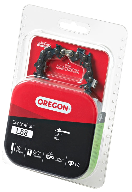 Oregon ControlCut L68 Chainsaw Chain, 22BPX Chain, 18 in L Bar, 0.63 in Gauge, 0.325 in TPI/Pitch, 68-Link
