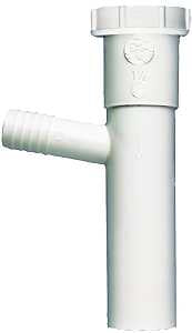 Plumb Pak PP66-4W Dishwasher Tailpiece, 1-1/2 in, 8 in L, Slip-Joint, 3/4 in (7/8 in O.D.) Branch, Plastic, White