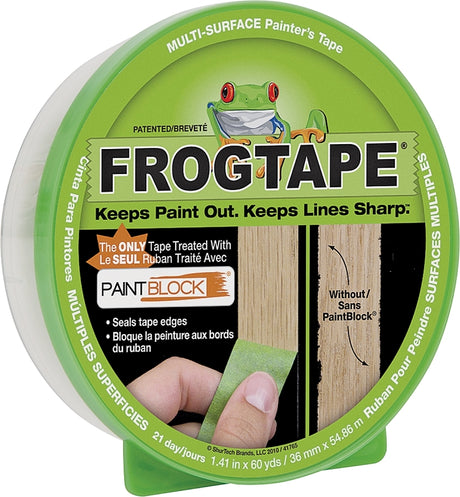 FrogTape 1408436 Painting Tape, 60 yd L, 1.41 in W, Green