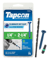 Tapcon 28380 Concrete Screw Anchor, 1/4 in Dia, 2-1/4 in L, Steel, Climaseal