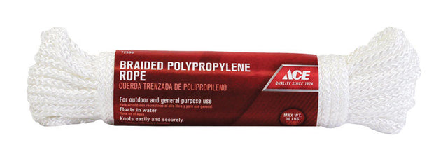 Ace 3/16 in. D X 50 ft. L White Braided Poly Rope