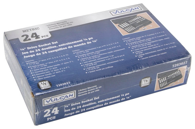 Vulcan TS-24PC-V1 Socket Set, Chrome Vanadium Steel, Chrome