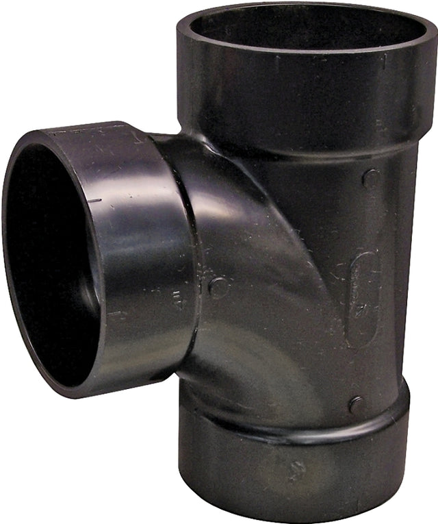 Canplas 102151LBC Sanitary Pipe Tee, 1-1/2 in, Hub, ABS, Black