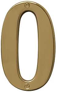 Hy-Ko Prestige Series BR-51PB/0 House Number, Character: 0, 5 in H Character, Brass Character, Solid Brass, Pack of 3