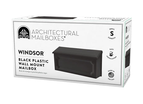 Gibraltar Mailboxes Windsor Series WMH00B04 Mailbox, 288.6 cu-in Capacity, Polypropylene, Black, 15-1/2 in W, 4.7 in D