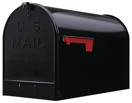 Gibraltar Mailboxes ST200B00 Rural Mailbox, Black, 3175 cu-in Capacity, Galvanized Steel, Powder-Coated, 15 in H