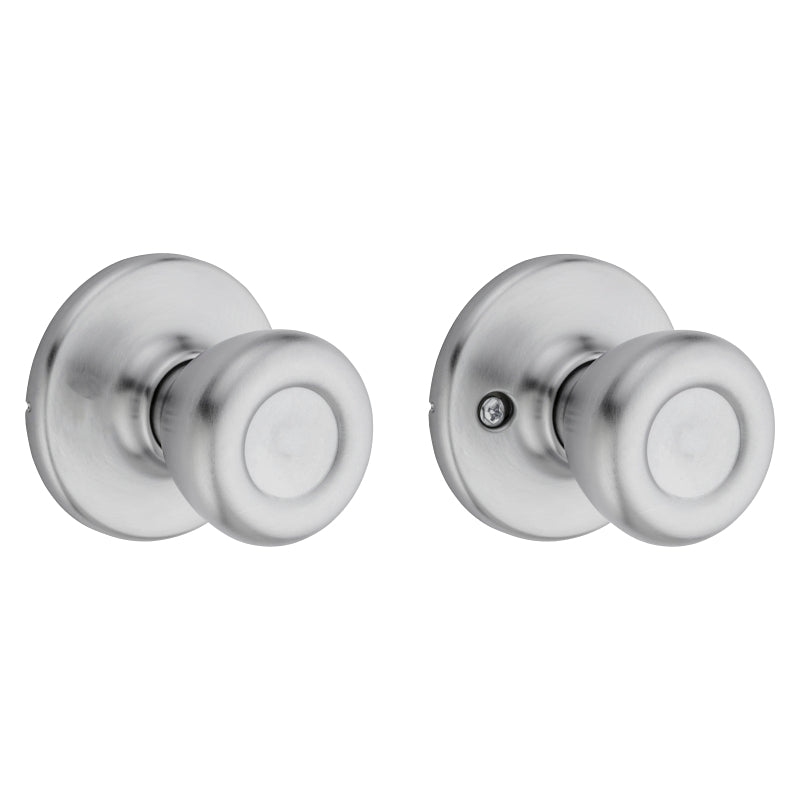 Kwikset 200T26DALRCSV1 Passage Door Knob, 1-7/8 in Dia Knob, Metal, Satin Chrome