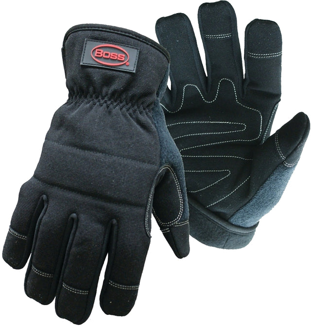 Boss 5207M Utility Gloves, M, Wing Thumb, Fleece, Black