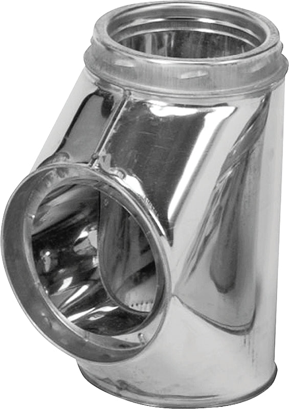 Selkirk 208100 Insulated Chimney Tee with Cap, 7-3/8 in Connection, Stainless Steel