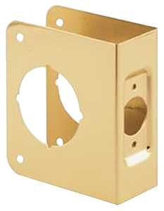 Defender Security U 9544 Door Reinforcer, 2-3/8 in Backset, 1-3/4 in Thick Door, Solid Brass, Brass, 4-1/2 in H