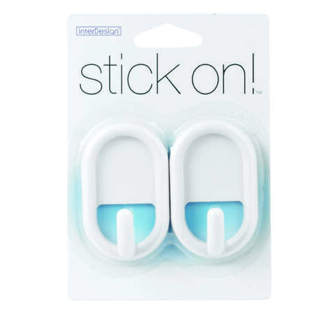 iDesign 3/4 in. L White Plastic Small stick on! Hook 0.2 lb. cap. 2 pk