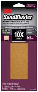 3M SandBlaster Series 11120-G-6 Sandpaper, 9 in L, 3-2/3 in W, 120 Grit, Medium, Aluminum Oxide Abrasive