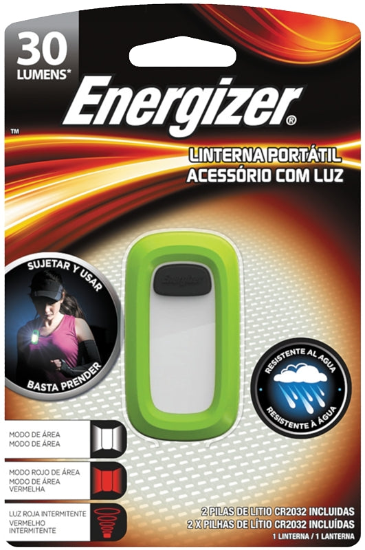 Energizer ENFW2CE Clip Light, CR2032 Battery, LED Lamp, 30 Lumens Lumens, 0.13 hr Run Time, Green