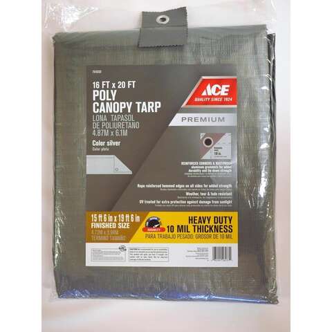 Ace 16 ft. W X 20 ft. L Heavy Duty Polyethylene Canopy Tarp Silver