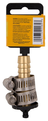 Landscapers Select GB91053L Hose Mender with Clamps, 1/2 in, Male, Brass, Brass and Silver