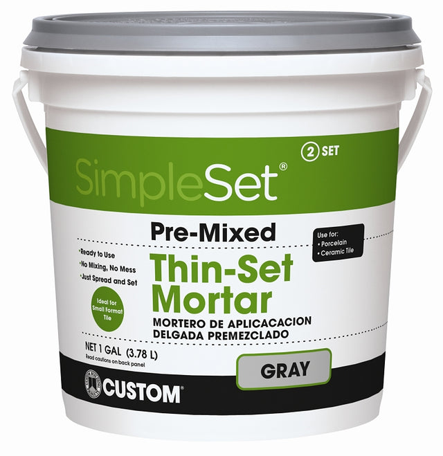 Custom CTTSG1-2 Thinset Mortar, Gray, Paste, 1 gal Pail, Pack of 2