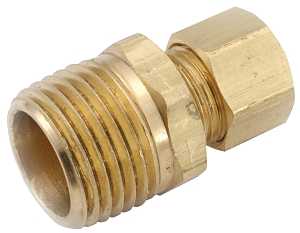 Anderson Metals 750068-0806 Pipe Connector, 1/2 x 3/8 in, Compression x Male, Brass, 200 psi Pressure, Pack of 5