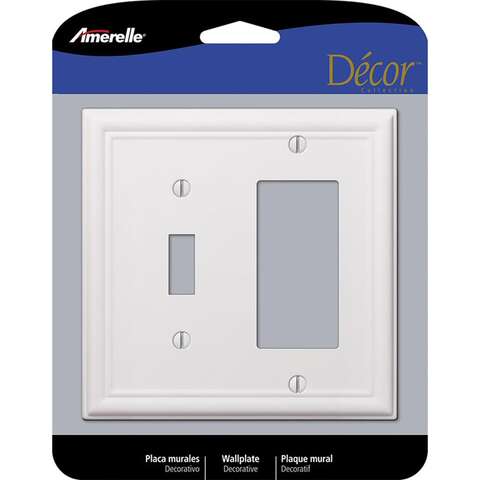 Amerelle Chelsea White 2 gang Stamped Steel Decorator/Toggle Wall Plate 1 pk