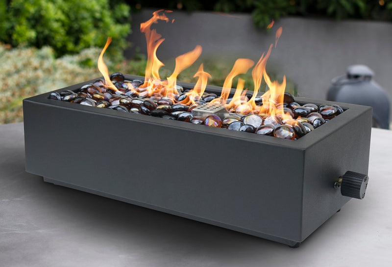 Seasonal Trends 52069 Tabletop Fire Bowl, 15.6 in OAW, 6.5 in OAD, 4.17 in OAH, Rectangular, Propane