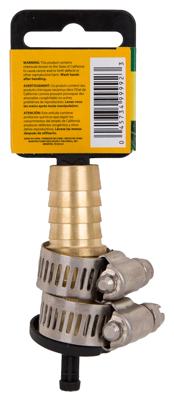 Landscapers Select GB91113L Hose Mender with Clamps, 5/8 in, Male, Brass, Brass and Silver