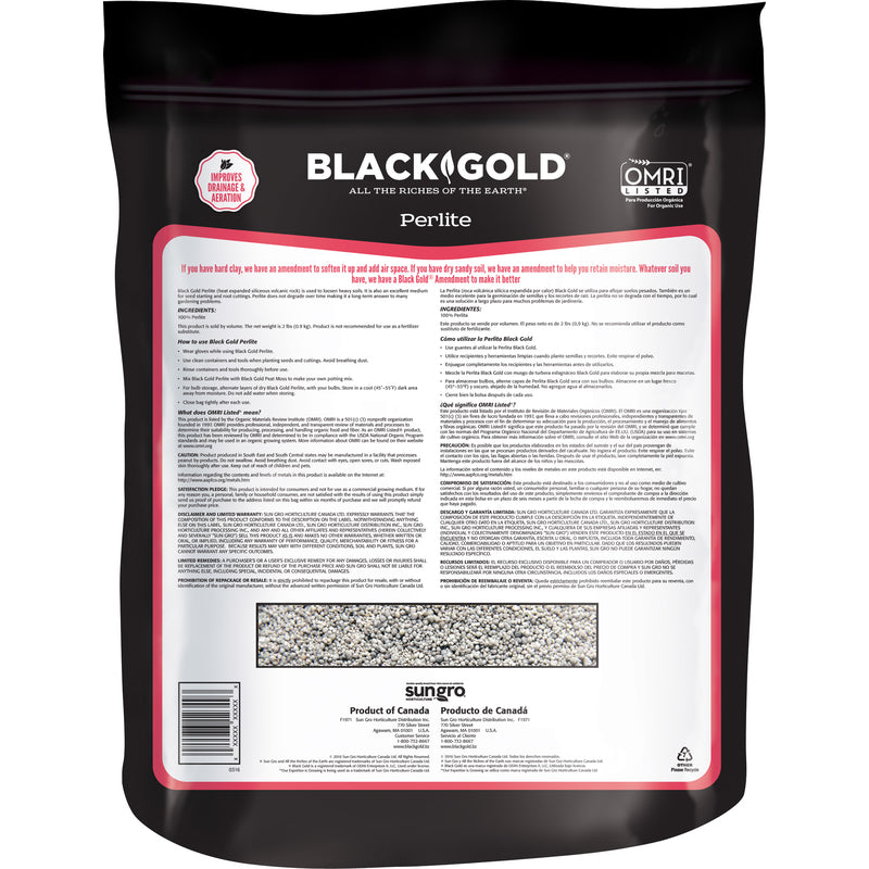 Black Gold Organic Perlite 8 qt, Pack of 8