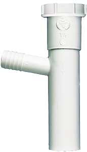 Plumb Pak PP66-14W Dishwasher Tailpiece, 1-1/2 in, 8 in L, Slip-Joint, 3/4 in Branch (5/8 in O.D.) Branch, Plastic