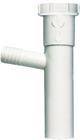 Plumb Pak PP66-14W Dishwasher Tailpiece, 1-1/2 in, 8 in L, Slip-Joint, 3/4 in Branch (5/8 in O.D.) Branch, Plastic