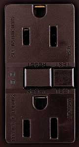 Eaton Wiring Devices SGF15B GFCI Duplex Receptacle, 2 -Pole, 15 A, 125 V, Back, Side Wiring, NEMA: 5-15R, Brown