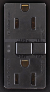 Eaton Wiring Devices SGF15BK GFCI Duplex Receptacle, 2 -Pole, 15 A, 125 V, Back, Side Wiring, NEMA: 5-15R, Black