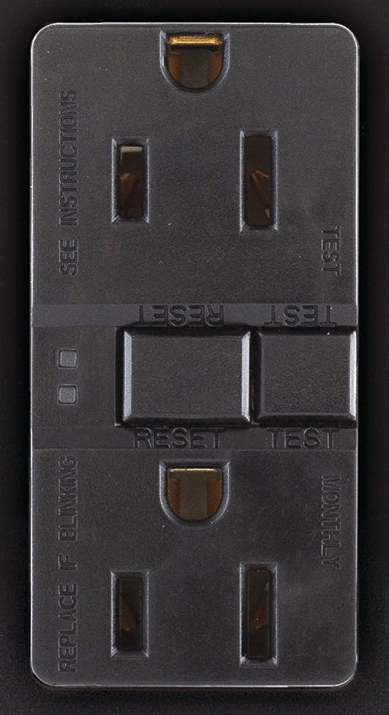 Eaton Wiring Devices SGF15BK GFCI Duplex Receptacle, 2 -Pole, 15 A, 125 V, Back, Side Wiring, NEMA: 5-15R, Black