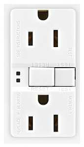 Eaton GF15W-WP GFCI Receptacle, 125 V, 15 A, NEMA: NEMA 5-15R, Back, Side Wiring, White