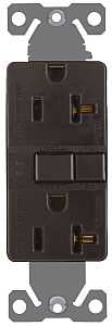 Eaton Wiring Devices SGF20B GFCI Duplex Receptacle, 2 -Pole, 20 A, 125 V, Back, Side Wiring, NEMA: 5-20R, Brown