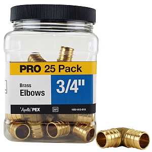 Apollo APXE3425JR Pipe Elbow, 3/4 in, Barb, 90 deg Angle, Brass, 200 psi Pressure