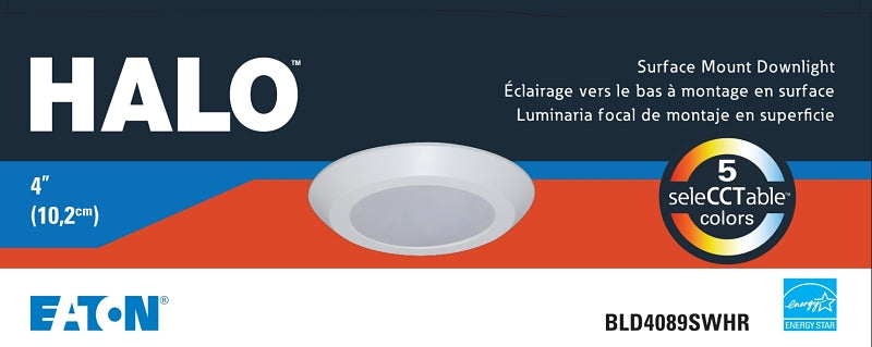 Halo BLD4 Series BLD4089SWHR-C Downlight, 10 W, 120 V, LED Lamp, Aluminum