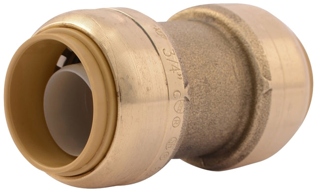 SharkBite U016LFA Tube Coupling, 3/4 in, Brass, 200 psi Pressure