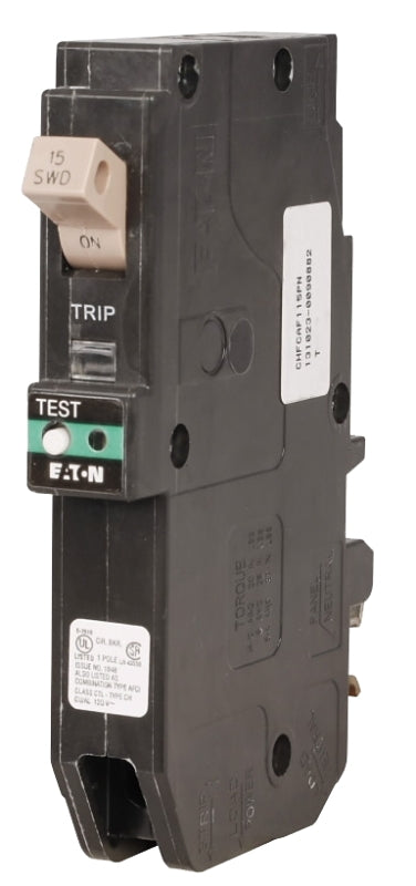 Eaton CHFP115AF Circuit Interrupter, AFCI, Type CH, 15 A, 1-Pole, 120/240 V, Common Trip, Plug