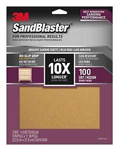 3M 20100-G-4 Sandpaper Sheet, 11 in L, 9 in W, 100 Grit, Aluminum Oxide Abrasive, Ceramic Backing