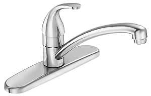 Moen Adler Series 87603 Kitchen Faucet, 1.5 gpm, 3-Faucet Hole, Brass/Metal, Chrome Plated, Deck Mounting, Lever Handle