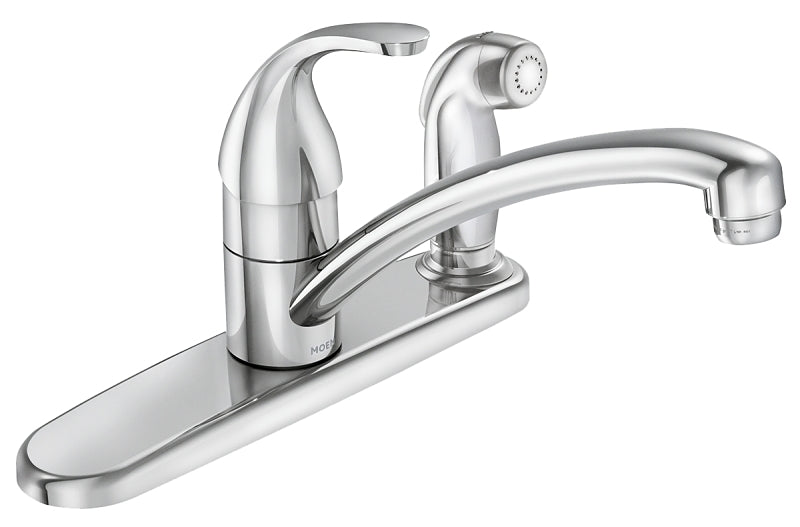 Moen Adler Series 87605 Kitchen Faucet, Chrome Plated, 4.62 in Spout, 9.06 in Spout Reach, 1.5 gpm, 3-Faucet Hole