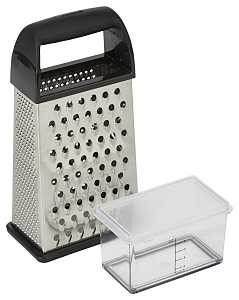 Goodcook 20307 Box Grater with Lidded Container, Stainless Steel, Black